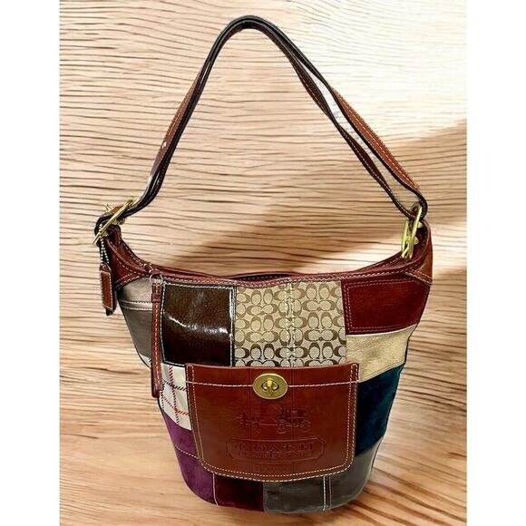 Y2K Coach 11356 Bleecker Holiday Patchwork Duffle & Wristlet - Picture 2 of 16